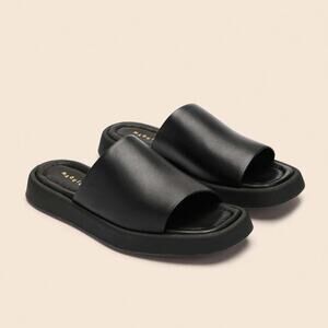 Maguire Bara Black 90s Leather Platform Slide Sandals 38 Minimalist Quiet Luxury